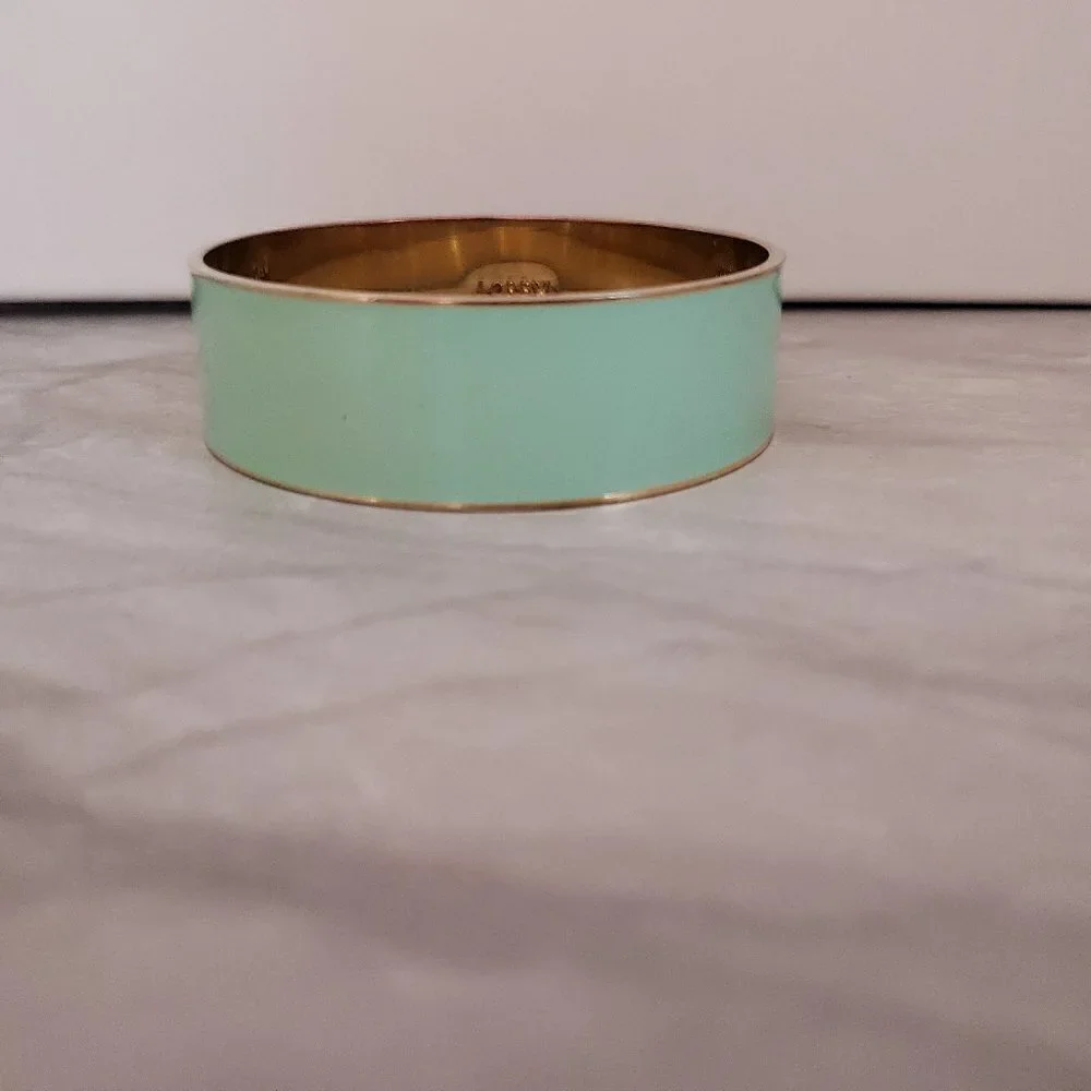 💚 Vintage 2000's 00's Y2K J.Crew Mint Green Enamal Wide Bangle Bracelet 💚